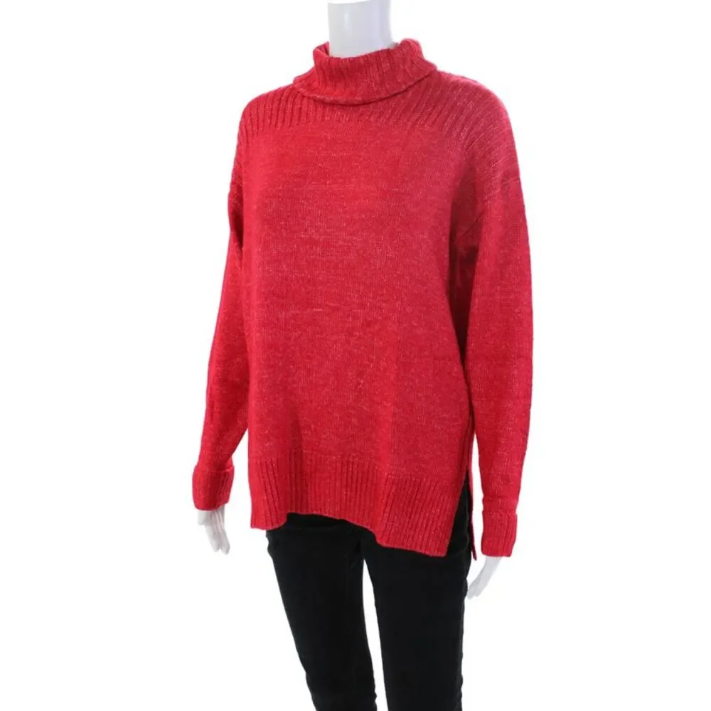 Renuar Womens Turtleneck Long Sleeve Pullover Sweater Top Berry Size XS